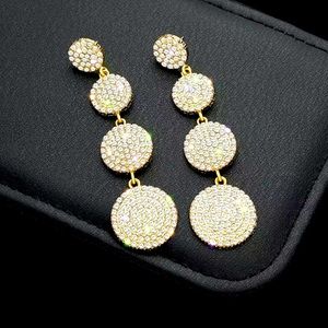 🎀NWT Golden Crystal Rhinestones Drop Tassel Earrings